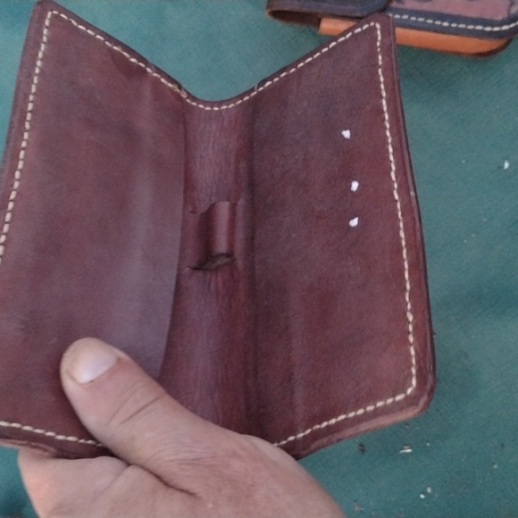 Brown Hand Tooled Leather Garfield Wallet and Phone Case - Picture 3 of 6